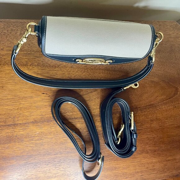 NEW Coach Harley 23 Cream Canvas and black leather - 3 straps - Picture 11 of 11